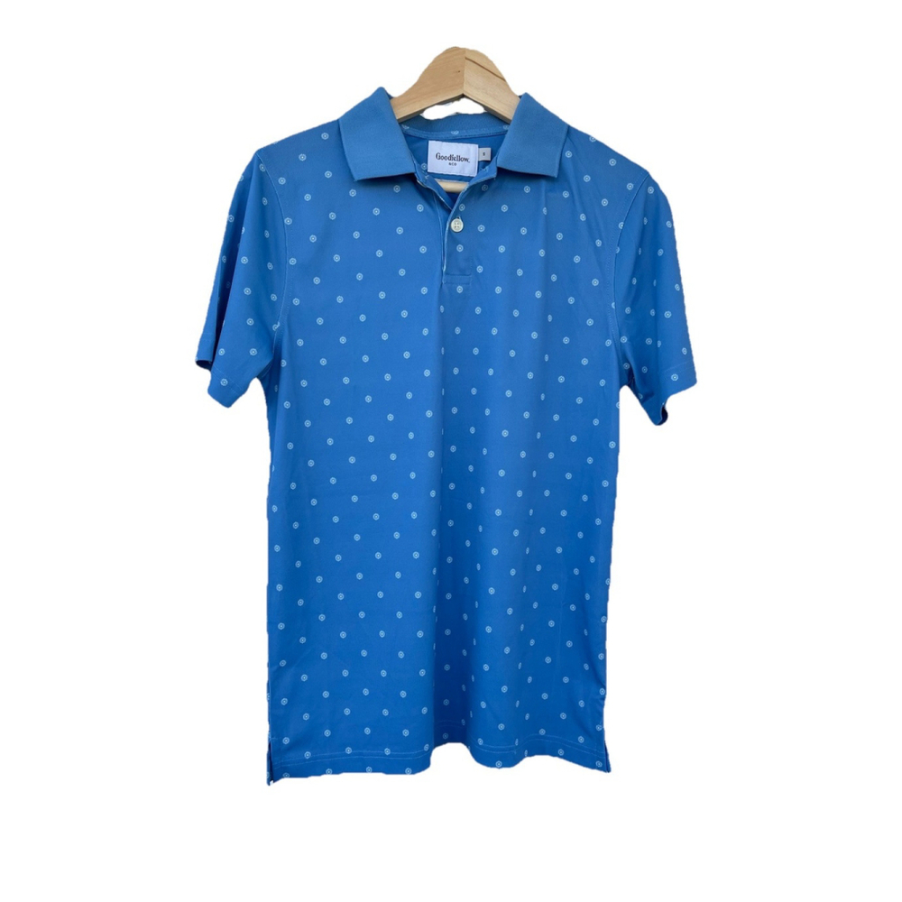 Goodfellow & Co Blue Polo Shirt Small Short Sleeve Patterned Golf Casual - Picture 6 of 13